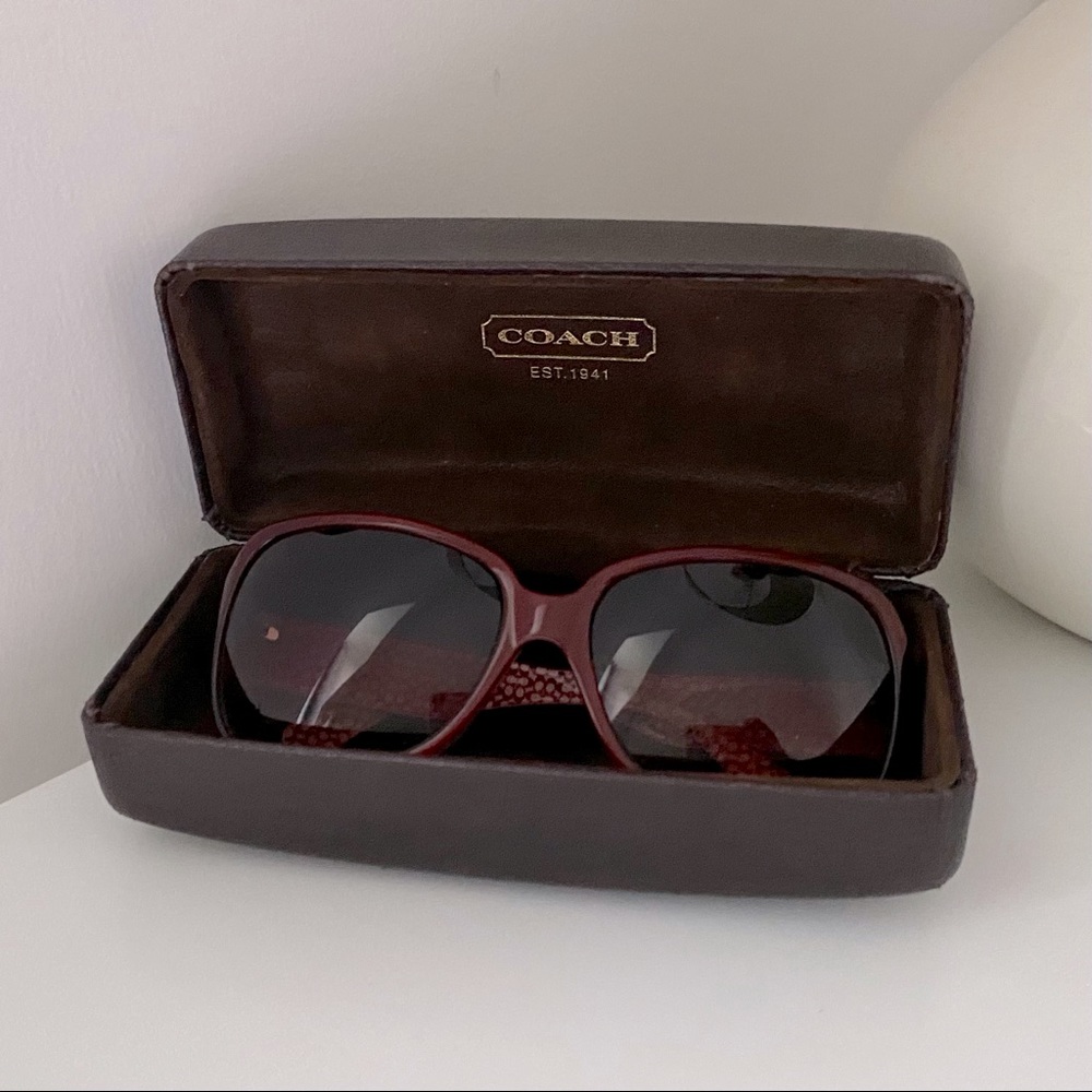 Coach sunglasses burgundy wine frame with crystal butterflies